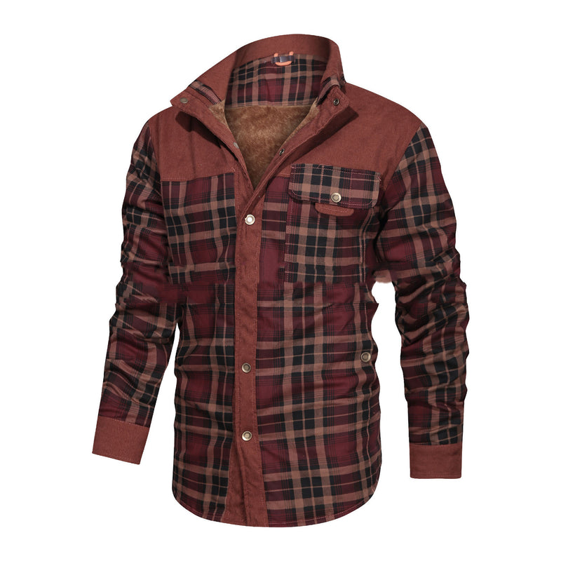 Geruite Corduroy Jas met Sherpa Voering