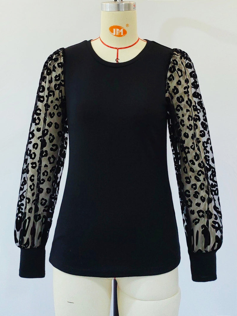 Slim-fit Color Matching Long-sleeved Top