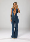 Heartbreaker Denim Jumpsuit – Sexy V-Hals & Retro Fit
