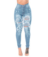 Vrouwen Ripped Denim Washed Jeans