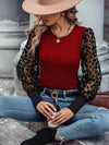 Slim-fit Color Matching Long-sleeved Top