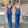 Heartbreaker Denim Jumpsuit – Sexy V-Hals & Retro Fit