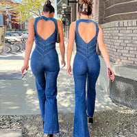Heartbreaker Denim Jumpsuit – Sexy V-Hals & Retro Fit