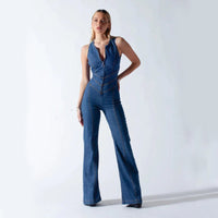 Heartbreaker Denim Jumpsuit – Sexy V-Hals & Retro Fit