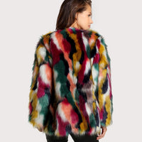 Elegant Kleurige Faux Fur Jas voor Dames