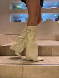 Champagne | Gloss Knee High Boots