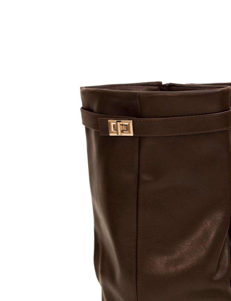 Chestnut | Gloss Knee High Boots