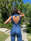 Heartbreaker Denim Jumpsuit – Sexy V-Hals & Retro Fit