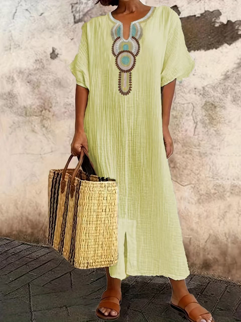 Elara Boho Embroidered Dress