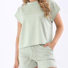 Women's Solid Color Short Sleeve Lace-up Drawstring Leisure Suit