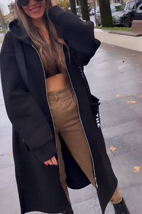 Urban Comfort Maxi Hoodie – Dames Longline Zipper