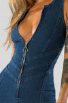 Heartbreaker Denim Jumpsuit – Sexy V-Hals & Retro Fit